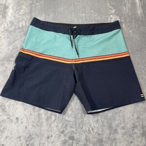 Billabong Mens Board Shorts Size 38 Airlite Navy Teal Stripe